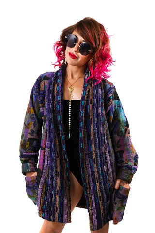 Plum Perfect Patchwork Sweater - Vintage Shop - Hunt and Gather San Diego - Festival Fashion