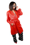 Seduce Me Sophia Red Leather Trench