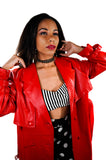 Seduce Me Sophia Red Leather Trench