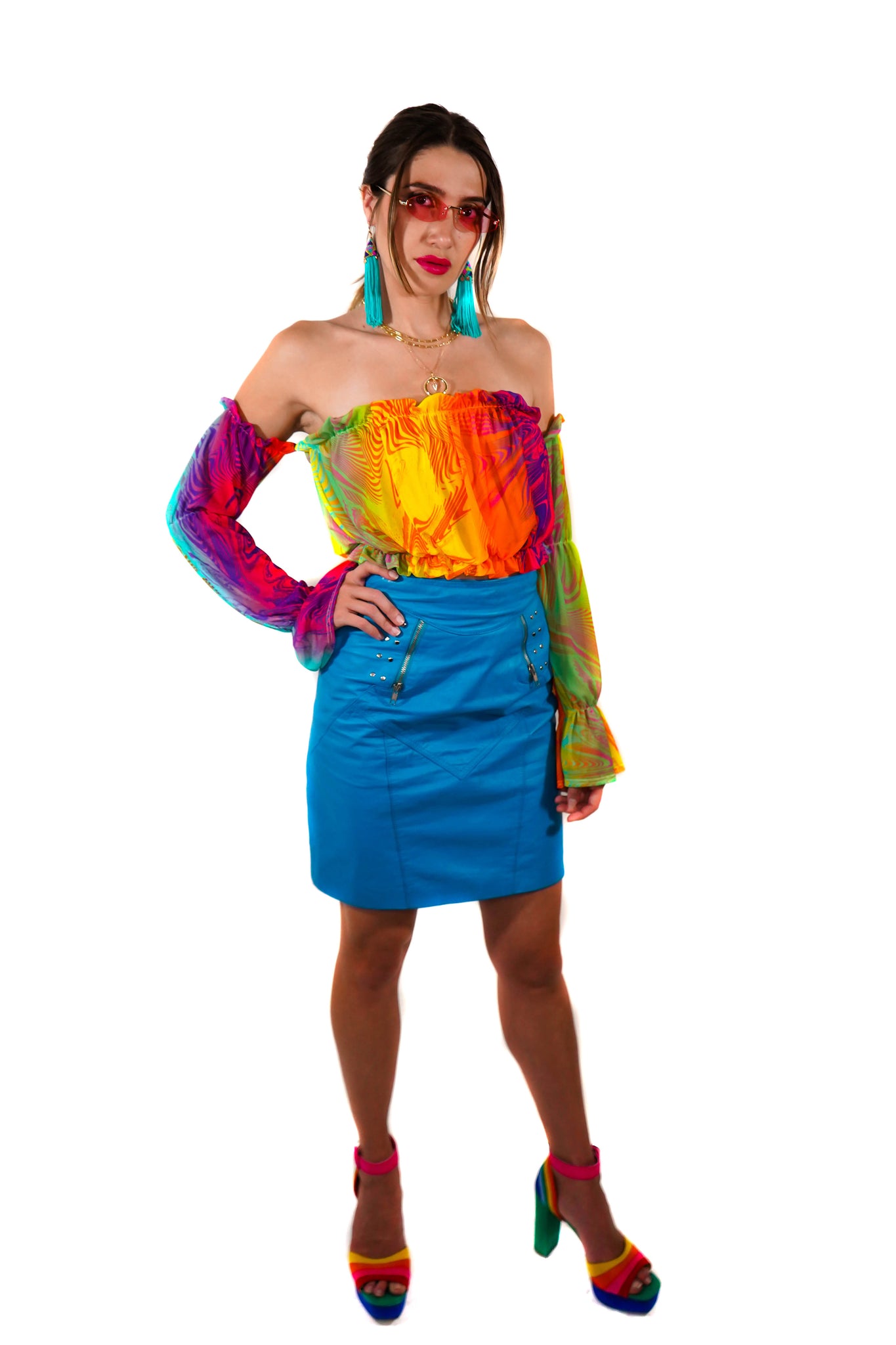 Take Me Out Tonight Turquoise Skirt