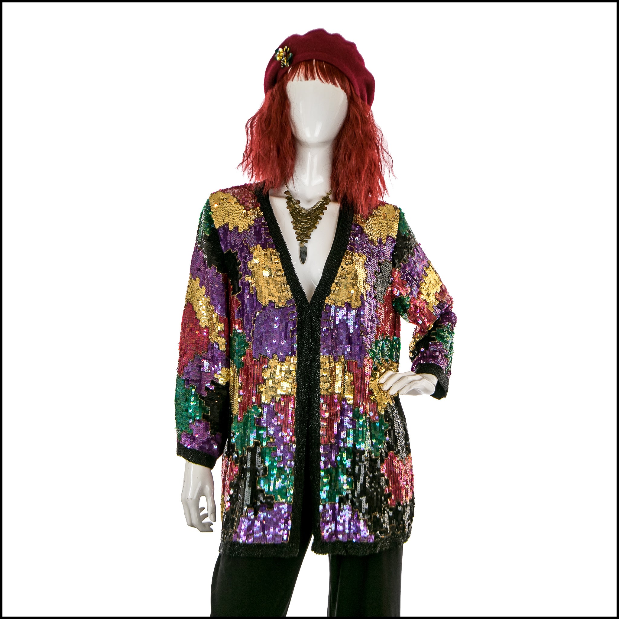 Sequined Joseph Le Bon Coat - Vintage Shop - Hunt and Gather San Diego - Festival Fashion