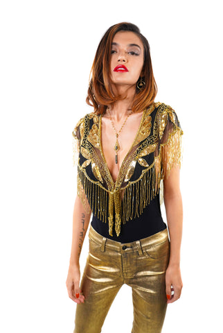Dripping in Gold Cape/Top - Vintage Shop - Hunt and Gather San Diego - Festival Fashion